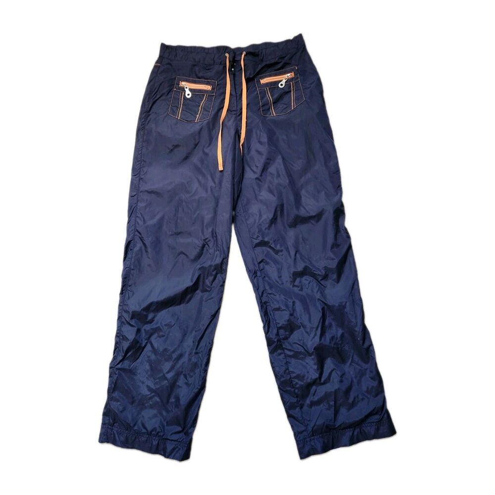 Duck Head Lightweight Lined Track Pants Navy Orange Drawstring Pocket Men M FAIR